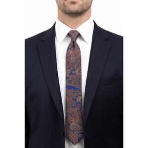 Vintage 90s Dion Signature Silk Paisley Tie Blue Red Gold Italian 60.5x3.25